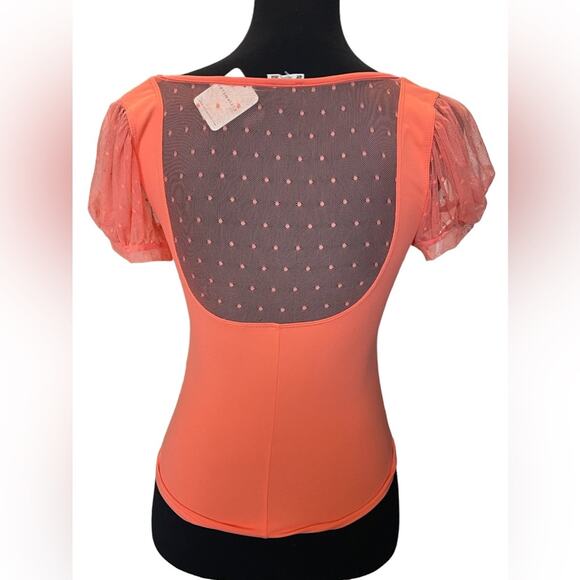 New ~ FREE PEOPLE  ~ Blush Up Ruched Blouse XS STRETCHY FALL VIBES - Picture 4 of 9